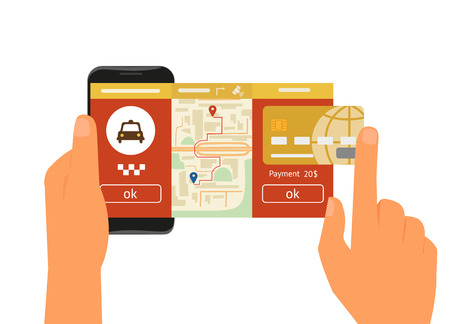 Vector illustration of mobile app for booking taxiのイラスト素材