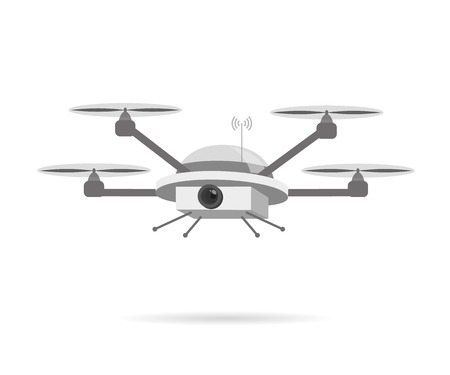 Remote air drone with camera. Isolated on whiteのイラスト素材