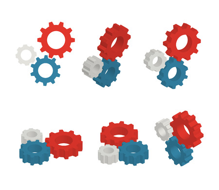 Gears set of six views. Isolated on whiteのイラスト素材