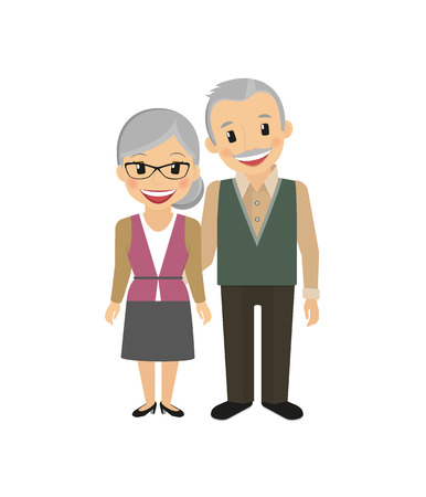 Happy grandparents isolated on white vector illustrationのイラスト素材