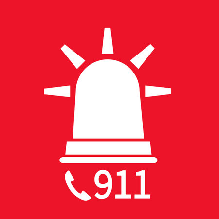 Emergency alert via telephone. Illustration on red background