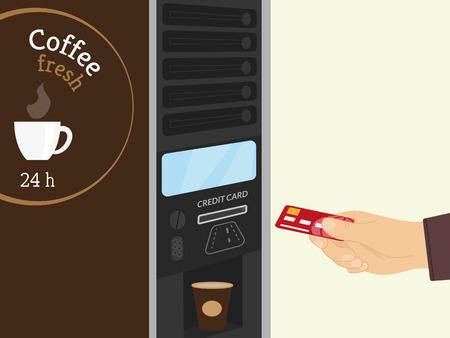 Payment by credit card for coffee at vending machineのイラスト素材