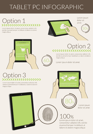 Template infographic visualization of usability tablet pc. Text outlined, free font Latoのイラスト素材