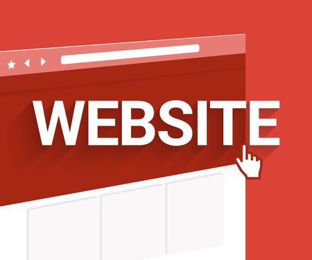 Concept illustration of webpage with letters on red backgroundのイラスト素材