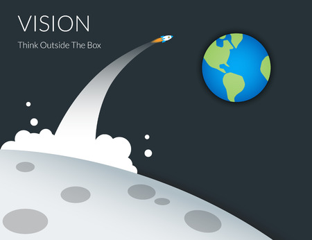 Vector illustration of a space rocket flying to the earthのイラスト素材