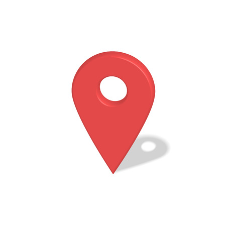 Location red pointer 3d symbol with shadow isolated on whiteのイラスト素材