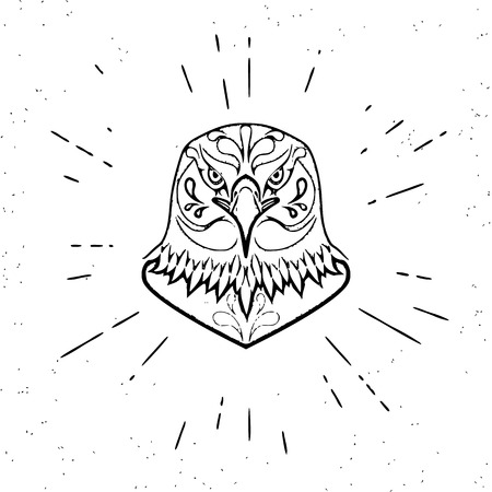 Vintage design of dangerous eagle head on whiteのイラスト素材