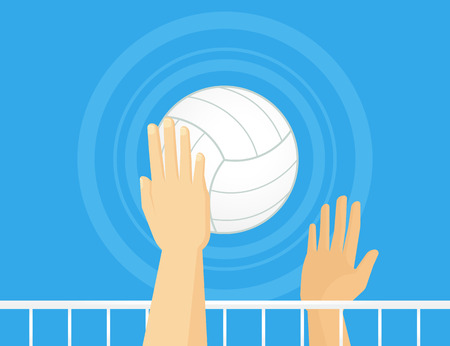 People playing volleyball. Line thickness is fully editableのイラスト素材