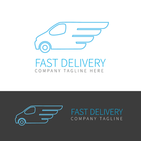 Contour  of fast delivery van in two colorsのイラスト素材