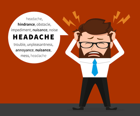 Lucky businessman has a headache due to hard workのイラスト素材