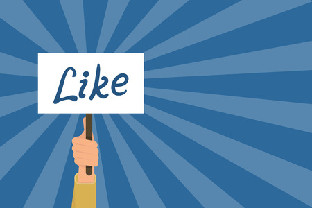 Human hand shows a message on the paper. Flat modern illustration template for social networks and bannersのイラスト素材