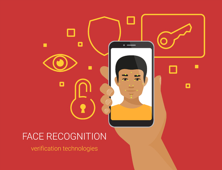 Face identification of african man wearing beardのイラスト素材