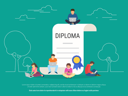 Graduation diploma concept vector illustrationのイラスト素材