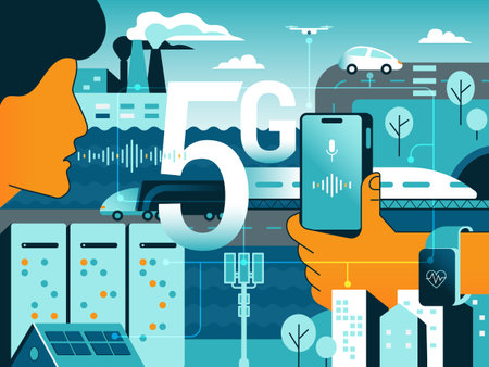 5G technologies in our life. Gradient vector concept illustration of new high speed wireless data...