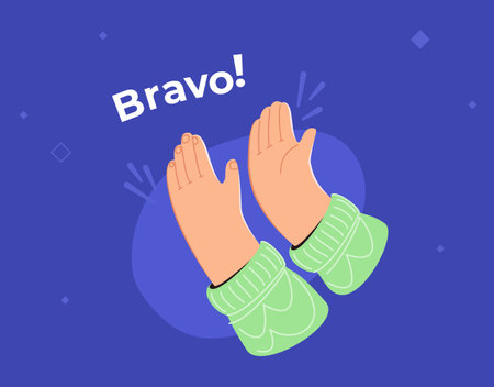 Human hands friendly clapping in approval, doing applaud and cheering bravo.のイラスト素材