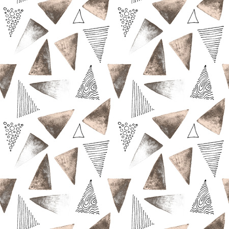 Abstract pattern with grunge and ink triangles. Fabric design.の写真素材