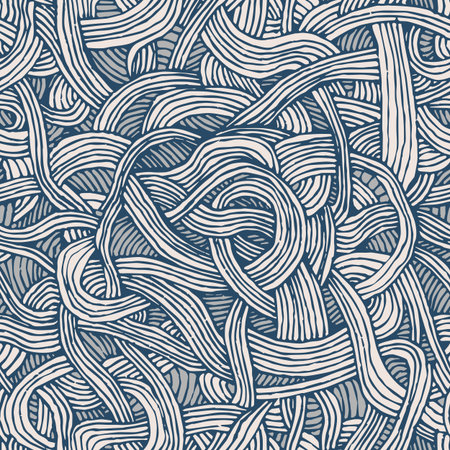 Vector seamless pattern of twisted tapes or spaghetti. Hand-drawn graphic.のイラスト素材