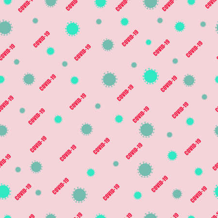 Covid-19 pattern in pink and green colors.  illustrationのイラスト素材