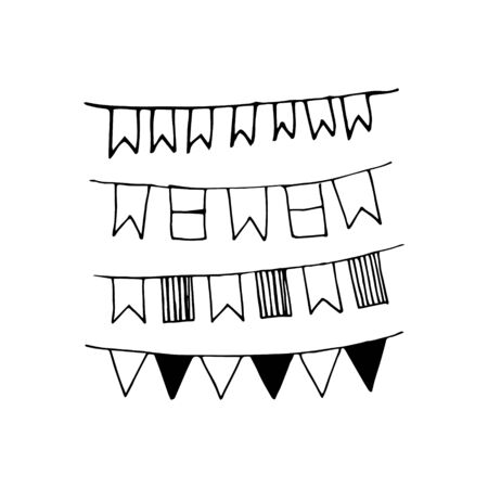 Festival flags doodle. Vector illustrationのイラスト素材