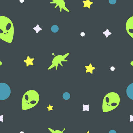 Cosmos pattern UFO. Vector illustrationのイラスト素材