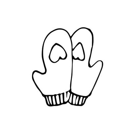 Mittens doodle set. Winter hand drawn clothes . Vector illustrationのイラスト素材