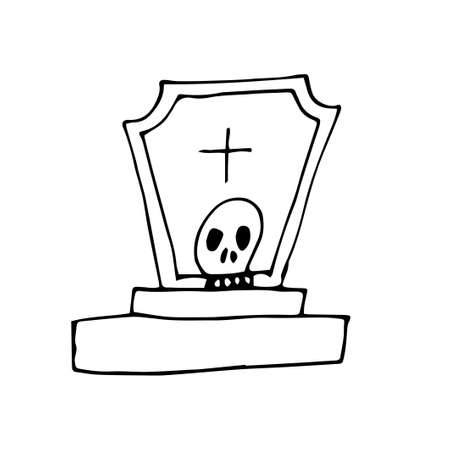 Doodle headstone set. Halloween spooky decoration. Vector illustrationのイラスト素材