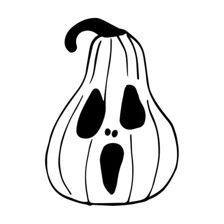 Halloween Jack-o-lantern. Doodle creepy pumpkins . Vector illustrationのイラスト素材