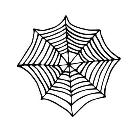 Doodle spider web set. Halloween vector decoration. Vector illustrationのイラスト素材