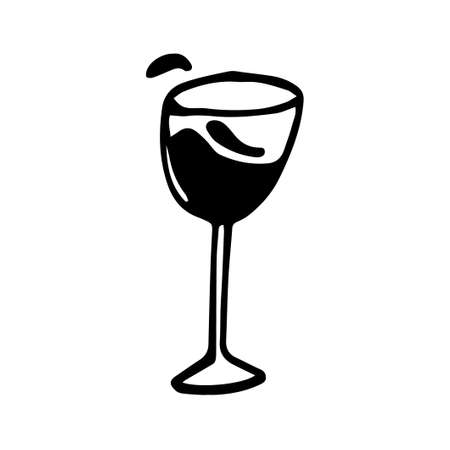 Hand drawn doodle wineglass of blood. Vector illustrationのイラスト素材