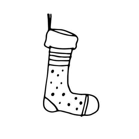 Christmas stocking doodle set. Hand drawn winter socks. Vector illustrationのイラスト素材
