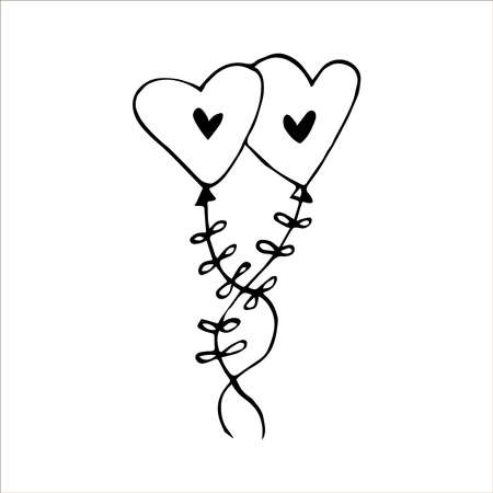 Doodle wedding balloons set. Hand-drawn vector illustration.のイラスト素材