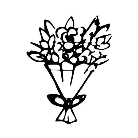 Wedding bouquet. Flowers doodle set. Simply vector.のイラスト素材