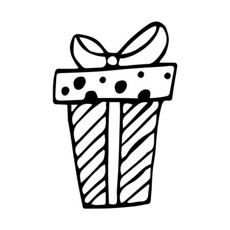Gift hand-drawn doodle. Birthday present. Vector illustrationのイラスト素材