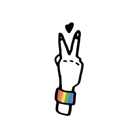 LGBT peace hand. Hand-drawn vector doodle. Vector illustrationのイラスト素材
