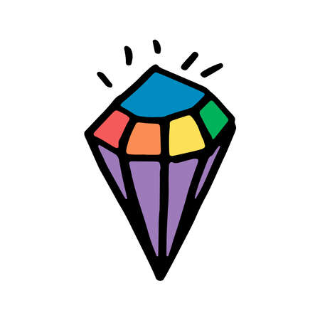LGBT colored crystal. Hand-drawn doodle. Vector illustrationのイラスト素材