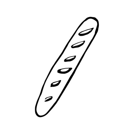 Hand-drawn baguette doodle. French bread. Vector illustrationのイラスト素材
