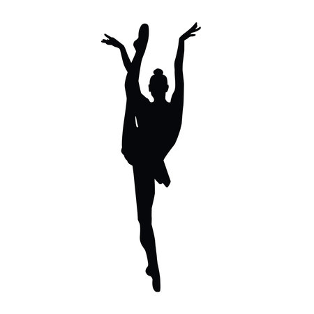 Ballerinas vector silhouettes. Black isolated. Vector illustrationのイラスト素材