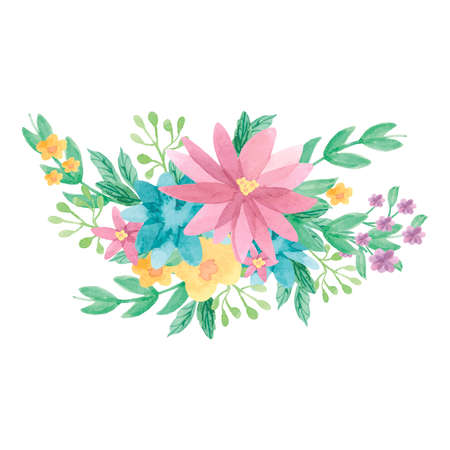 Watercolor flower branch composition. Vector illustrationのイラスト素材