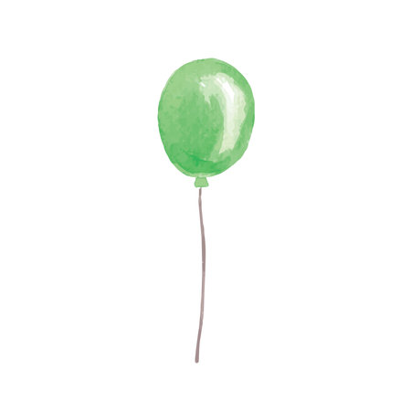 Watercolor green balloon.Happy birthday. Vector illustrationのイラスト素材