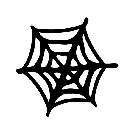 Spider web doodle black on white. Vector illustrationのイラスト素材