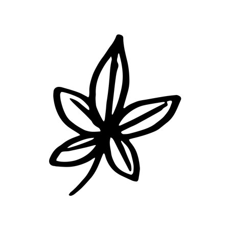 Doodle tree leaf. Fall art isolated on white. Vector illustrationのイラスト素材
