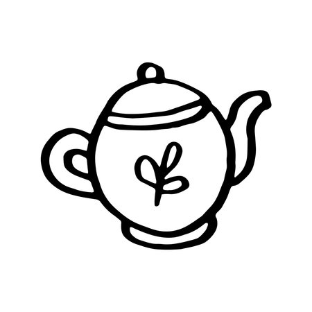Hand-drawn cute doodle teapot. Vector illustrationのイラスト素材