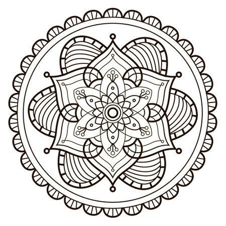 Flower Mandala for henna, mehendi, tattoos, decorations. Coloring book pages. vector illustration.のイラスト素材