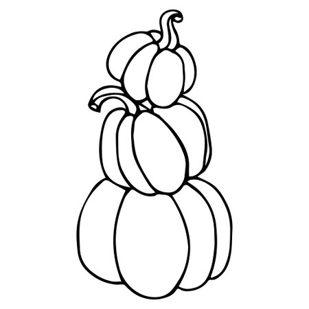 Doodle pumpkin tower. Hand-drawn autumn decoration. Halloween and Thanksgiving day. Vector illustrationのイラスト素材