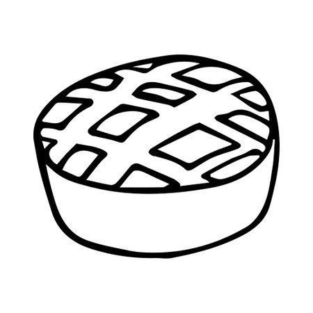 Doodle autumn pie. Hand-drawn pumpkin pie. Vector illustrationのイラスト素材