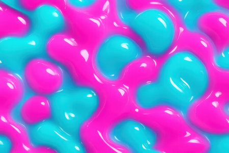 Glossy pink and blue liquid abstract texture. AI Generative.の素材