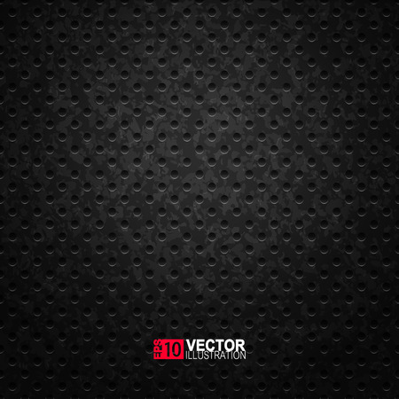 Perforated black metal grill surface. Vector  industrial background. Abstract metal texture.のイラスト素材