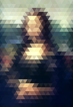 'The Mona Lisa'. Vector illustration of the famous portrait formed with triangular mesh