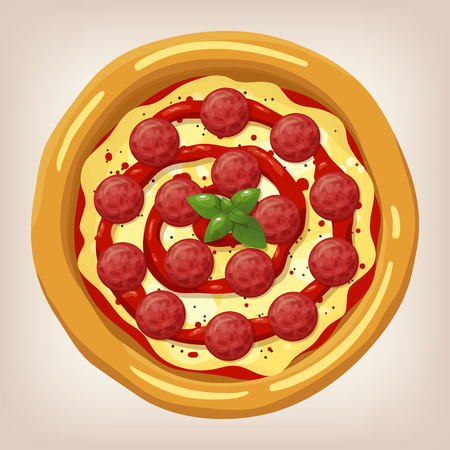 Pizza Pepperoni vector illustration. Pizza set. Cartoon style icon. Restaurant menu illustration.のイラスト素材