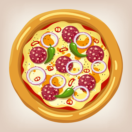 Mexican pizza vector illustration. Pizza set. Cartoon style icon. Restaurant menu illustration.のイラスト素材
